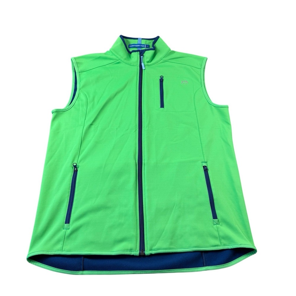 Southern Tide‎ Neon Green Full Zip Performance Men's Vest Size Medium M